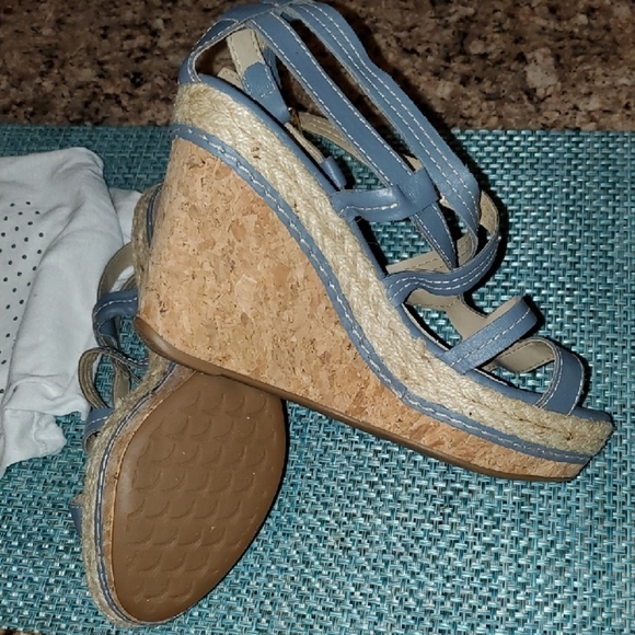 CITY SHOES Blue Strappy Wedge Sandals - Picture 8 of 8
